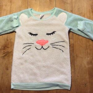 Cat & Jack Mint and White Cat Face Sweatshirt